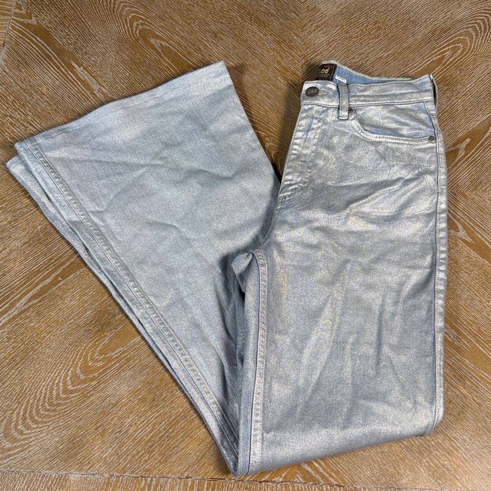 LEE High-Rise Metallic Flare Jeans 28 - Picture 5 of 15